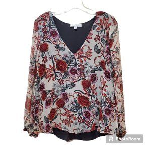 Lavender Brown | Floral V-Neck Blouse